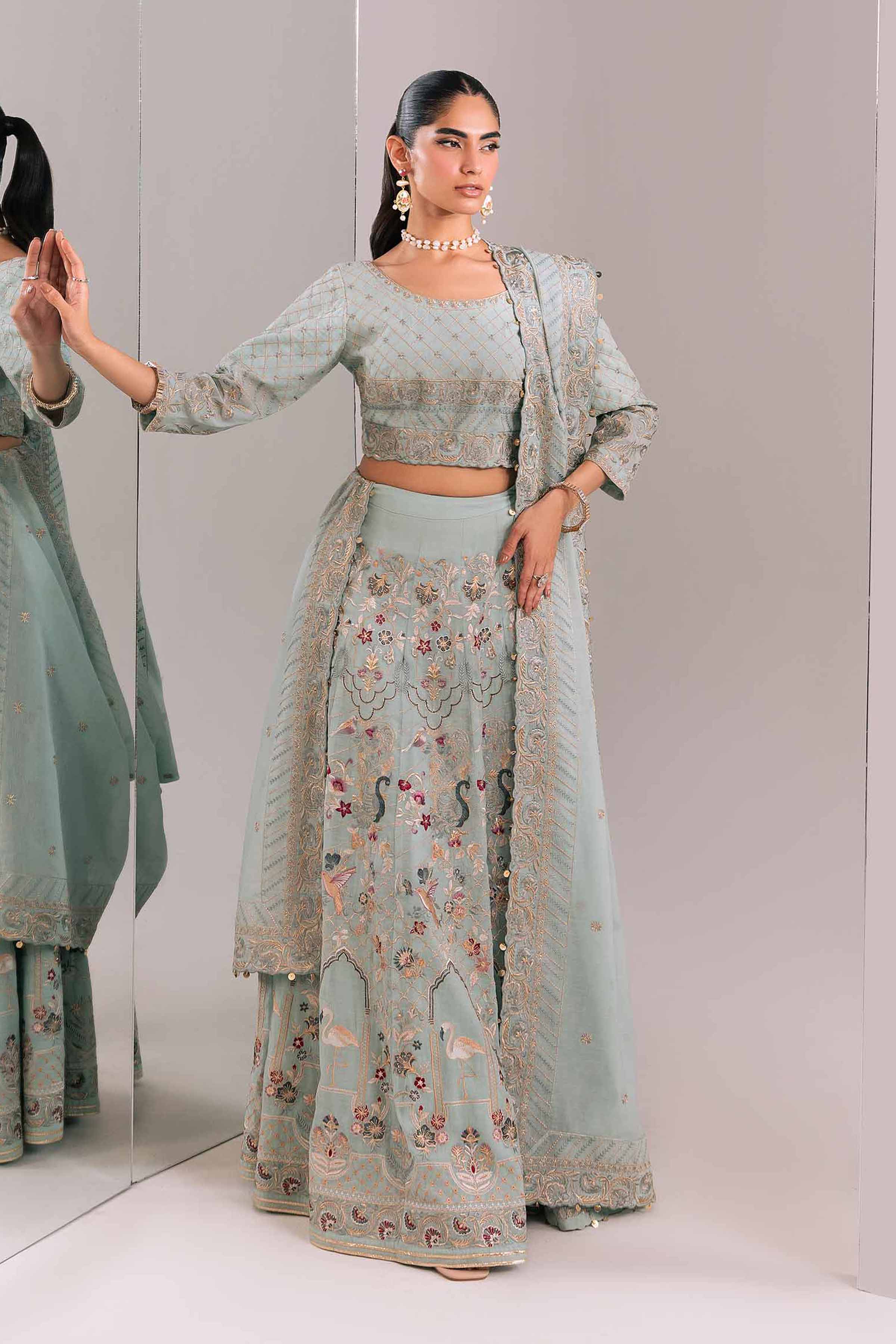 Decent Aqua Lehnga Set