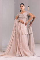 Lilac Swiss Lawn Embroidered Peplum With Sharara & Dupatta