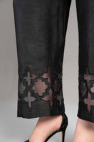 Black Rayan Silk Embroidered Trousers