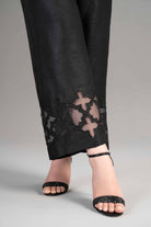 Black Rayan Silk Embroidered Trousers