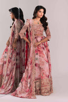 Printed Embroidered Pink Chiffon Choli With Dupatta & Lehnga