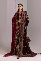 Maroon Velvet Jacket With Dupatta & Sharara