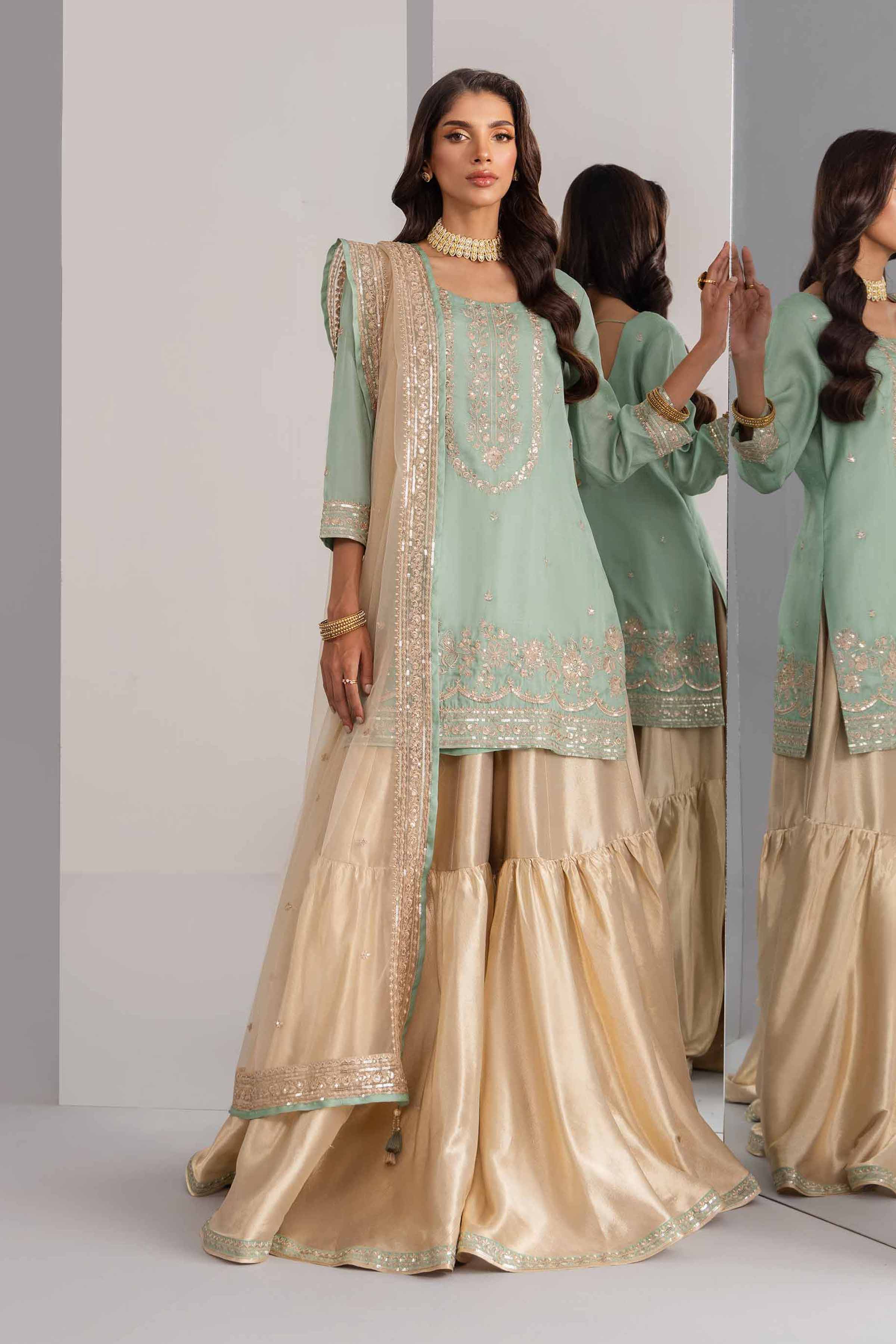 Green & Gold Gharara Set