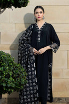 Black Rayan Silk Embroidered Shirt With Dupatta & Pants