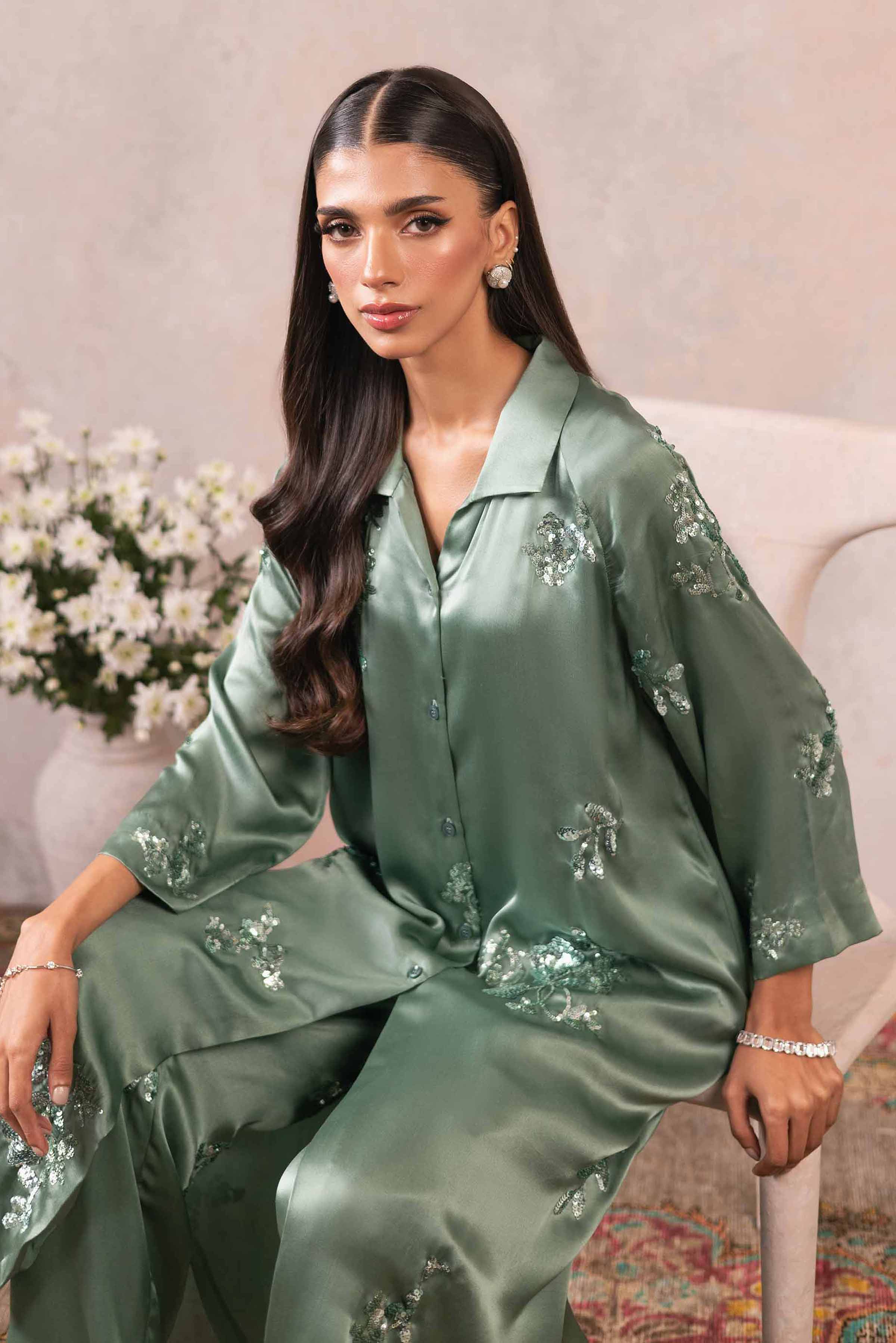 Charmeuse Green Suit