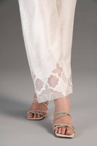 Fine Silk White Embroidered Trousers